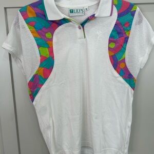 Lily Women's Polo Retro Tennis Golf Shirt with Colorful Accents Pickleball Chic